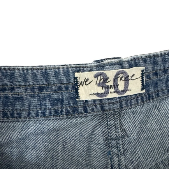 Free People Rabble Rouser Cut Denim Shorts Raw Hem Size 30 - Picture 7 of 7